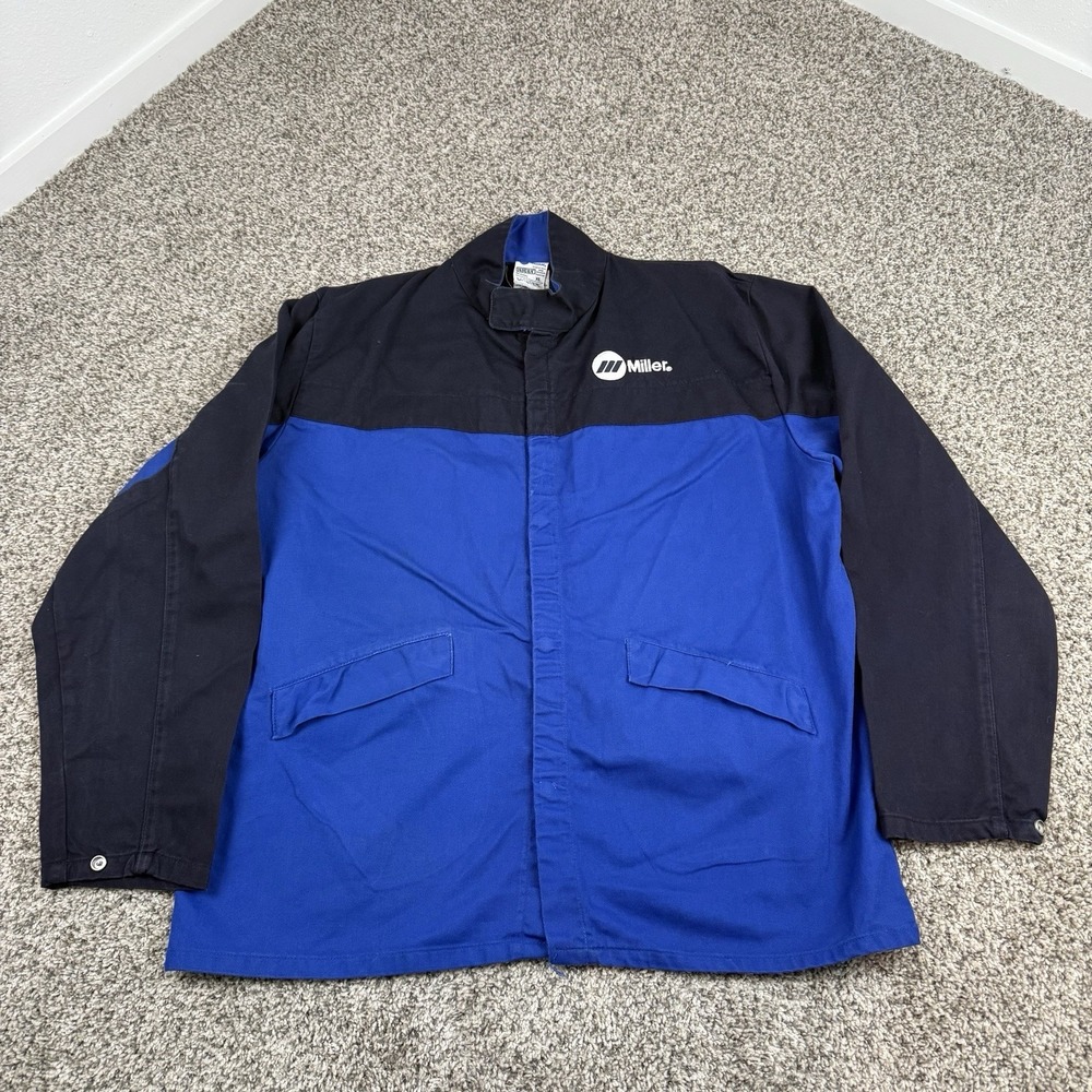 Miller FR Welding Jacket Mens XL Blue INDURA Westex Snap Workwear